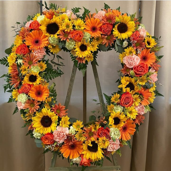 Always Shine  - Heart With Beautiful Mixed Flowers  Perfect For Funeral Service 