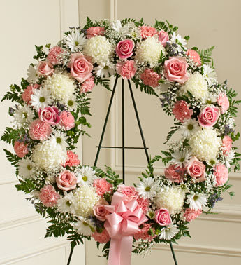 Serene Blessings Standing Wreath - Pink & White 91304 in