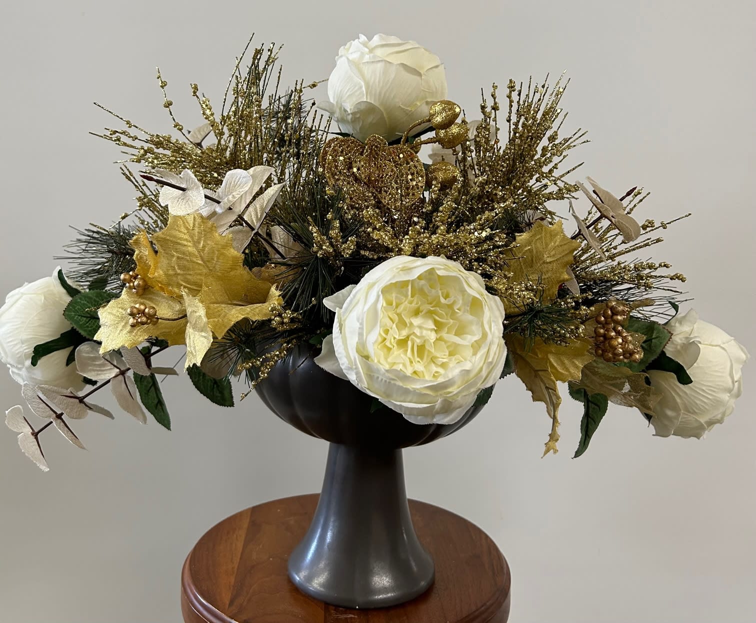 Classic Golds and Roses - Silk arrangement-tall centerpiece
