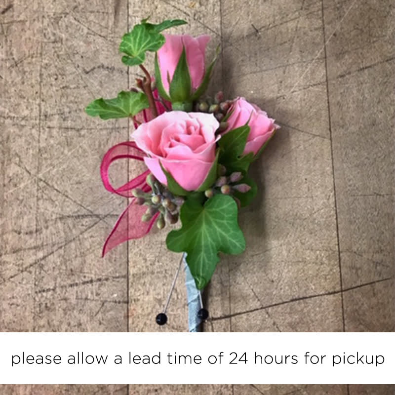 Pink Spray Rose Boutonniere in Pasadena, CA Jacob Maarse Florists