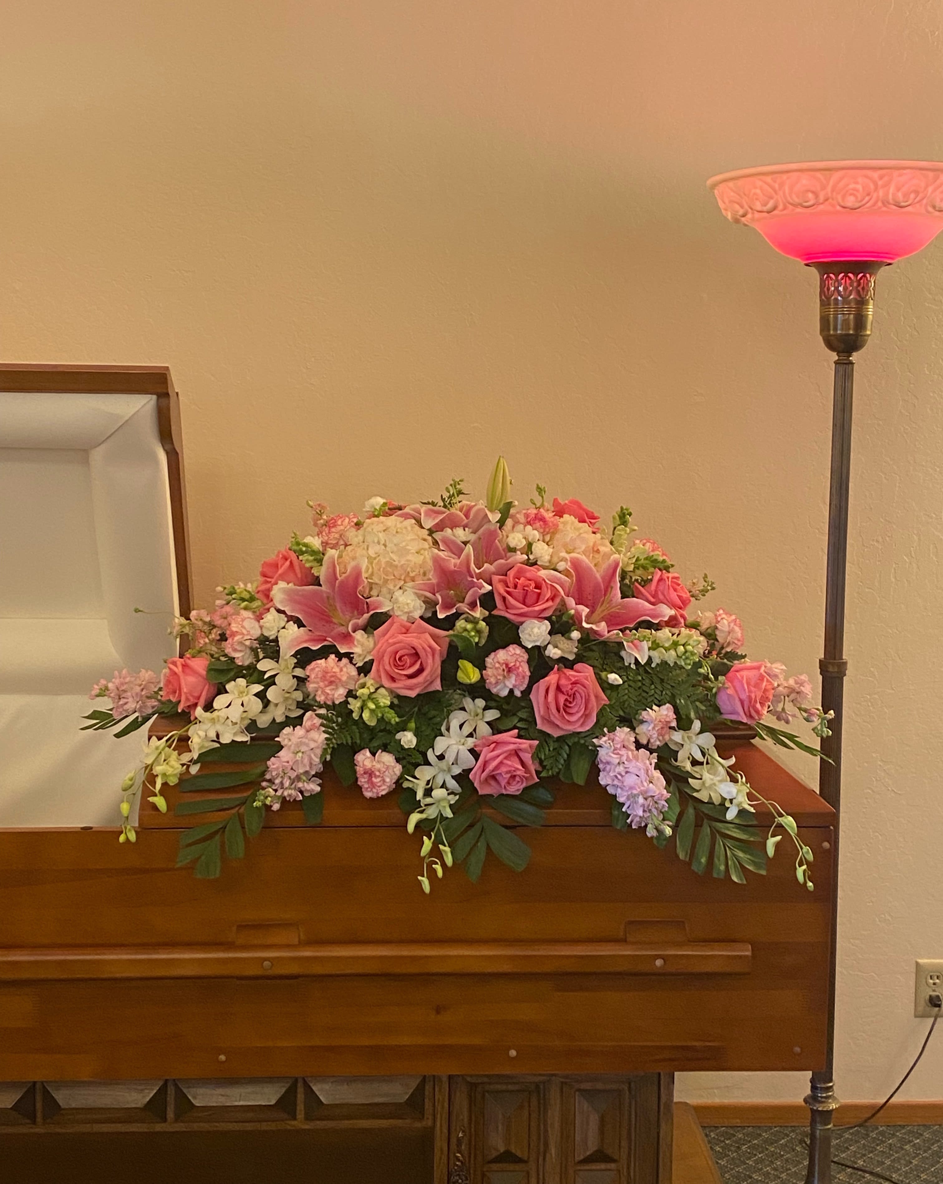 White Funeral Spray Arrangement