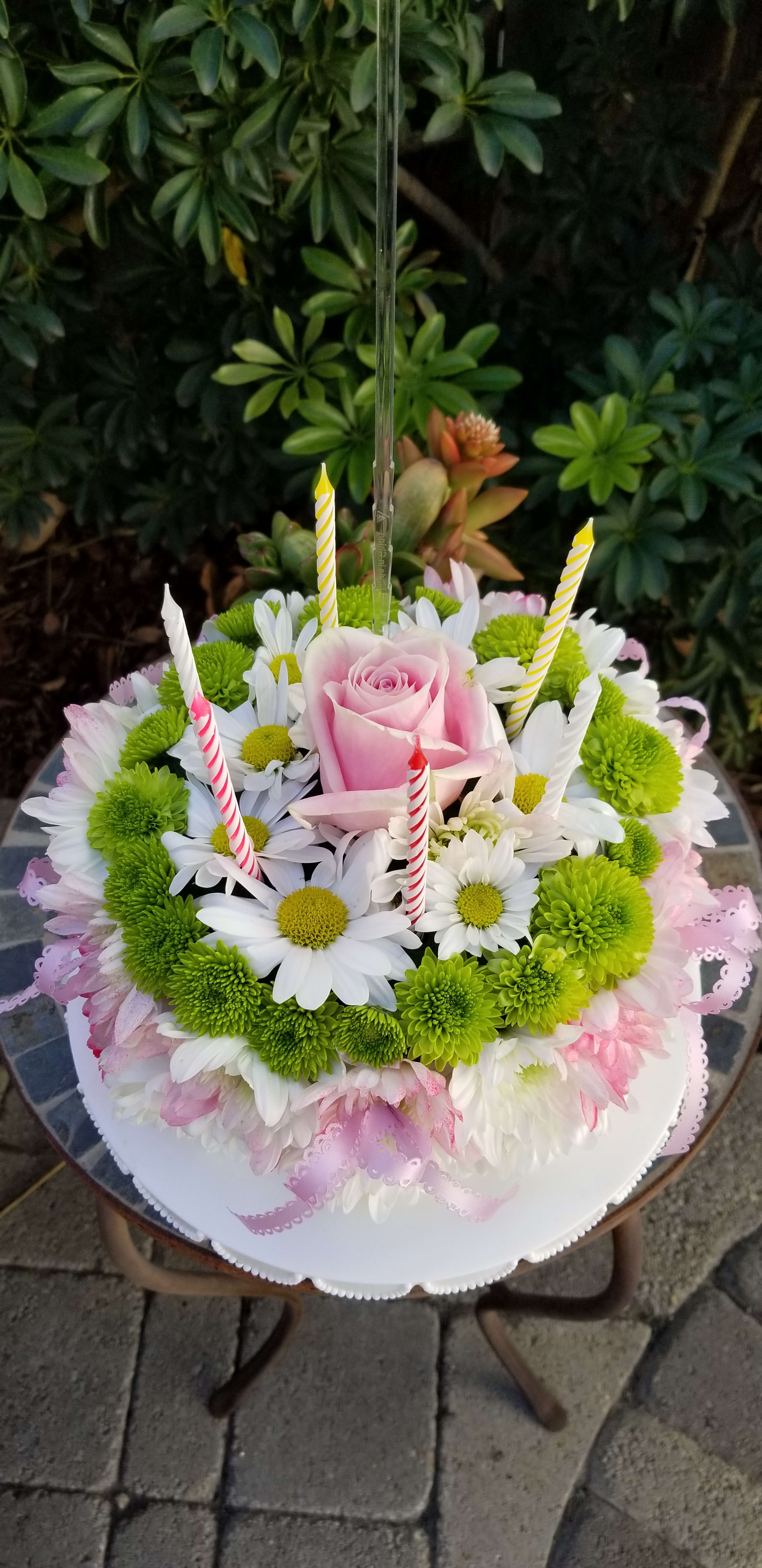 Flower Cake - Birthday cake with flowers and candles