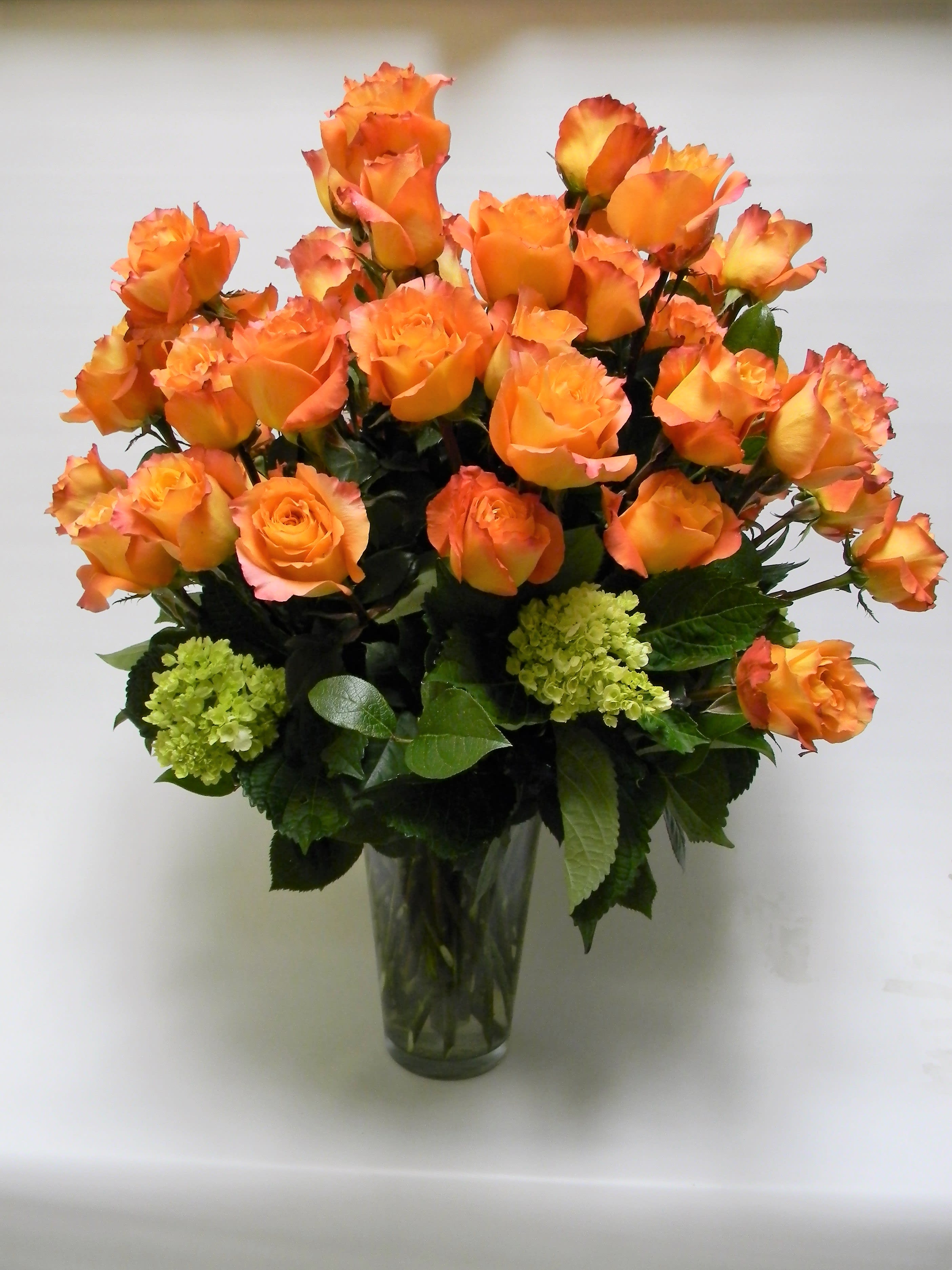 50 Roses for 50 Years 50 Roses for 50 Years - Beautiful Free Spirit Roses and Lime Hydrangea arranged in a vase