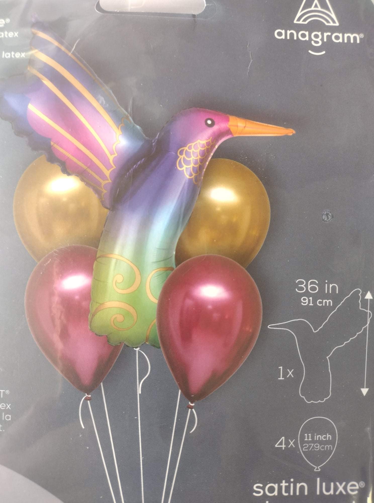 36in Satin Luxe Hummingbird 36in Satin Luxe Hummingbird - 36in Satin Luxe Hummingbird can be added to any balloon or flower bouquet.