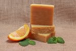 Spearmint Orange Goatsmilk Soap - Fresh smelling goats milk soap made with all natural ingredients.  Can be gift wrapped or added to a custom gift set.  See instructions at check out.
