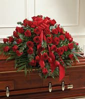 Red Rose Half Casket Cover Red Rose Half Casket Cover - Reflect on a life well lived by sending a beautiful half casket long stem red rose cover arranged by a florist. This stunning red rose floral casket cover is a wonderful way to send your love during this difficult time. Sympathy floral sprays are typically sent by family members, or very close friends.