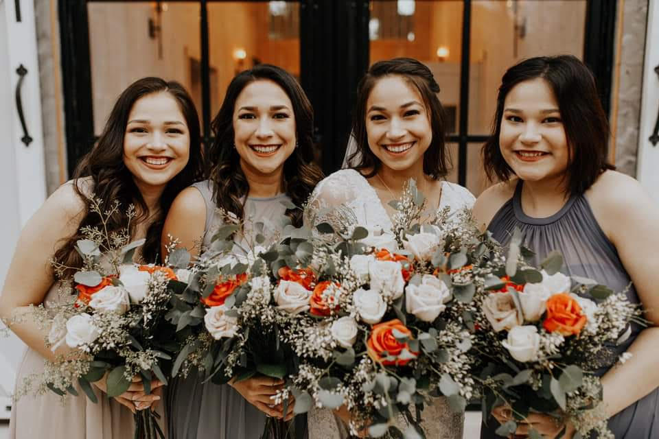 Fall Bridal Bouquets - Fall mix of Roses, Silver Dollar Eucalyptus, Filler