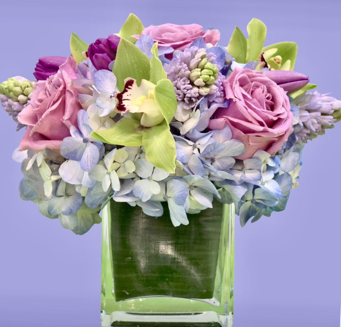 Cool &amp; Calm Collection - Arrangement featuring a collection of purples, whites, and blues