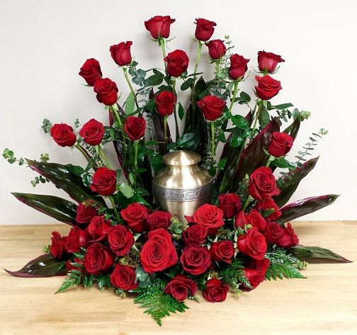 Surrounded in Love - Three dozen roses with mixed greens make up this elegant design. 