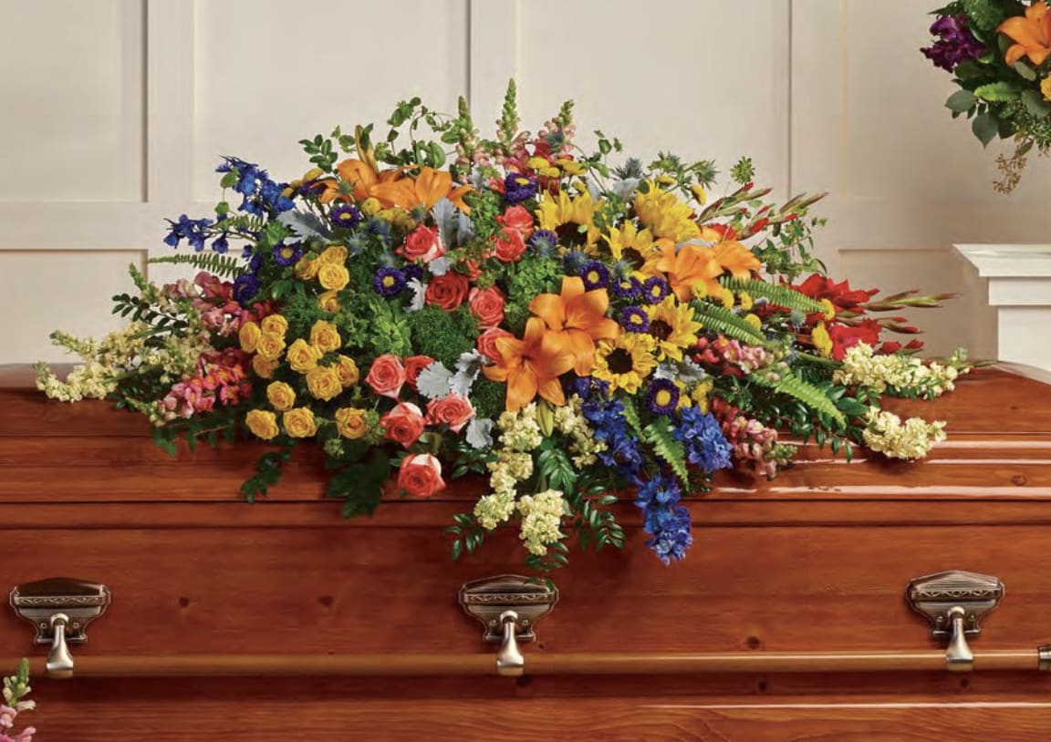 Colourful Flowers Casket Cover Colourful Flowers Casket Cover