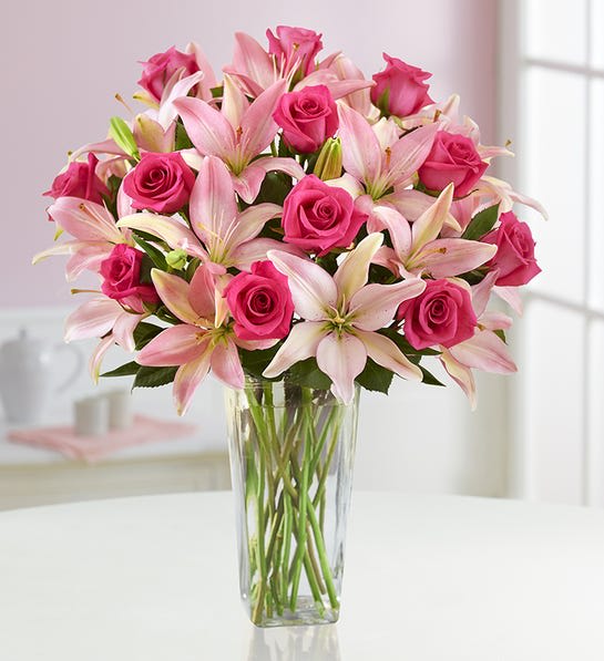 Pink Rose Lily Bouquet for Valentine s Day
