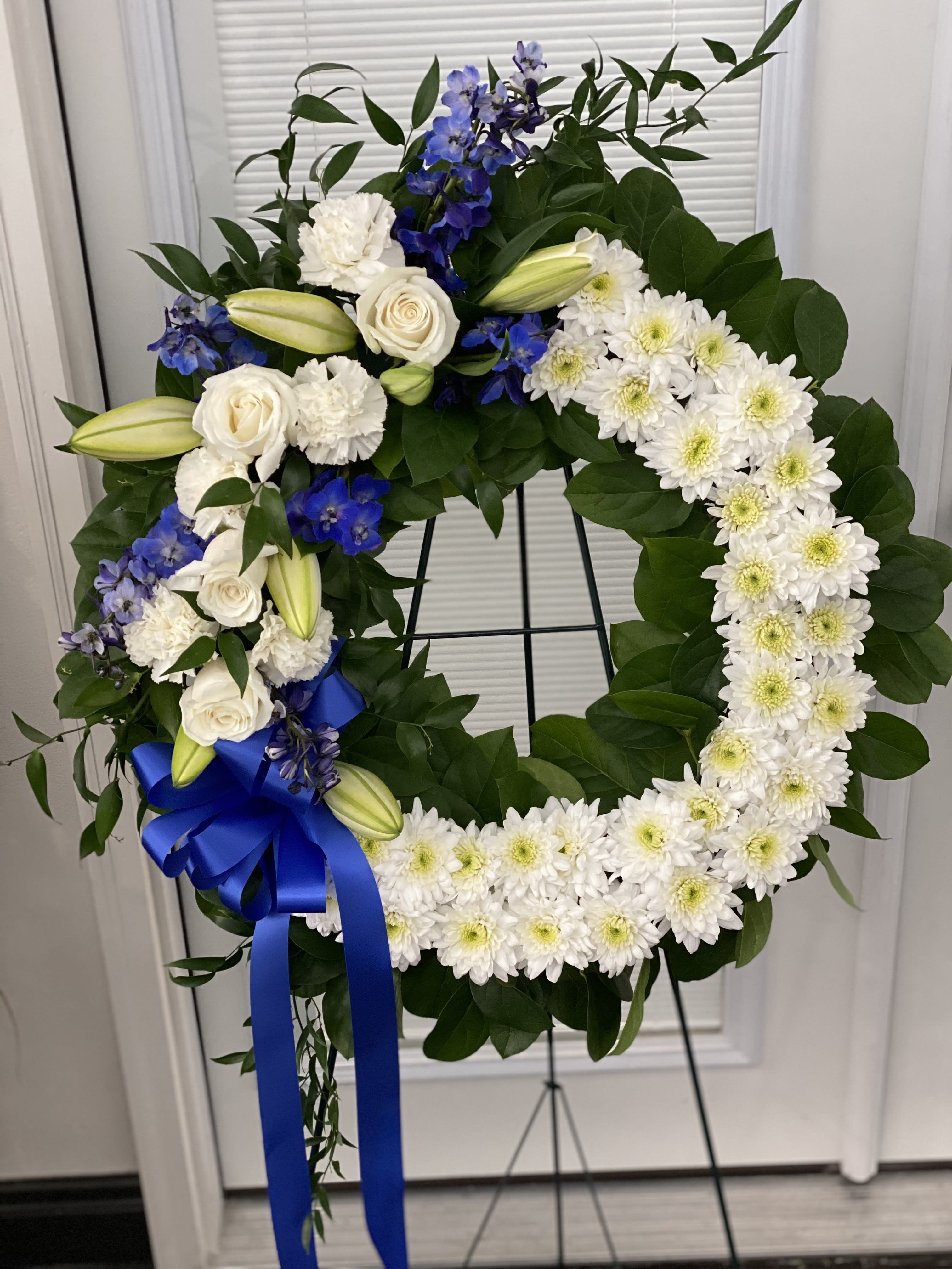 Serene Blessings™ Standing Wreath- Blue and White