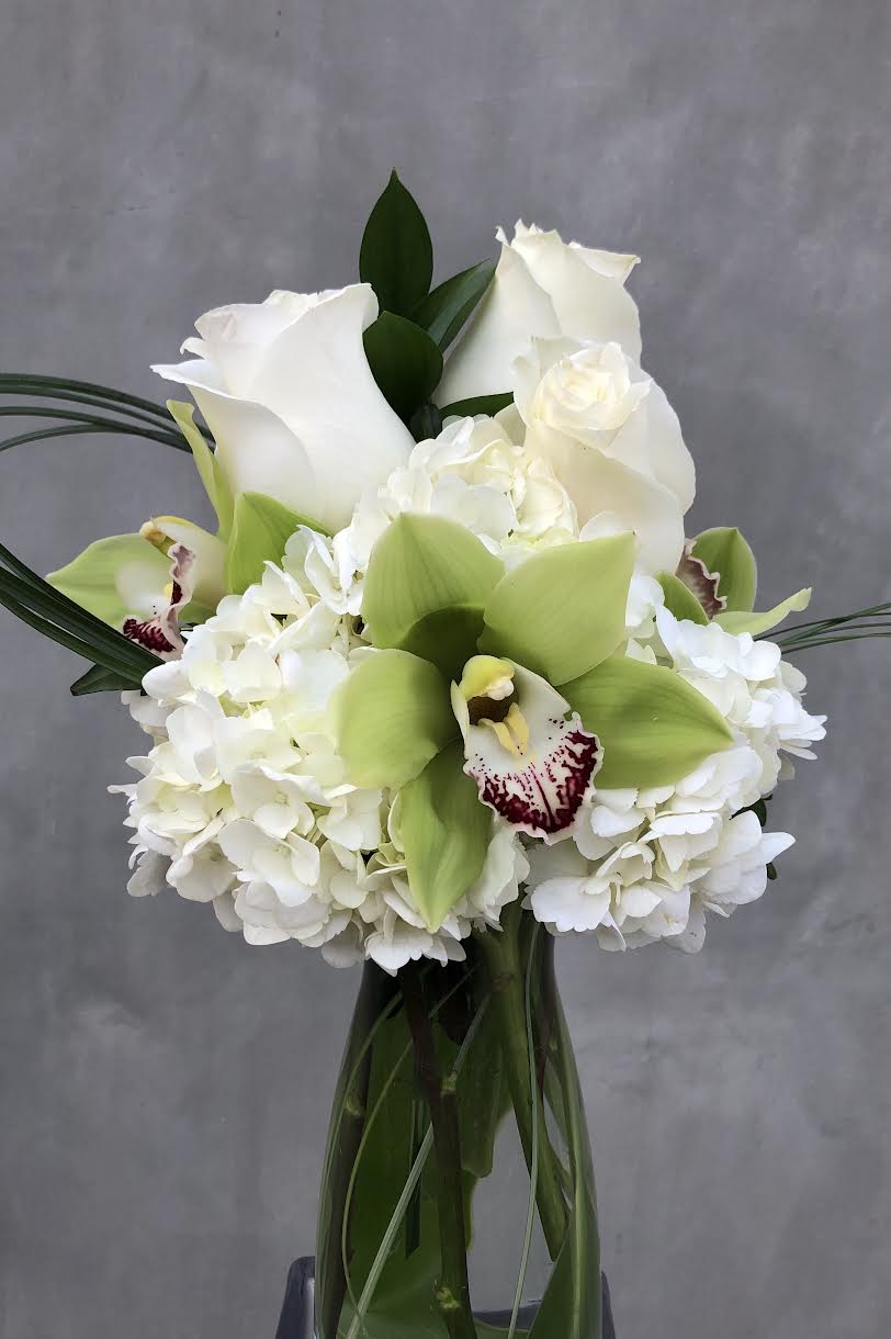 Harmony Love Harmony Love - Roses, Hydrangeas and orchids in Glass Vase.