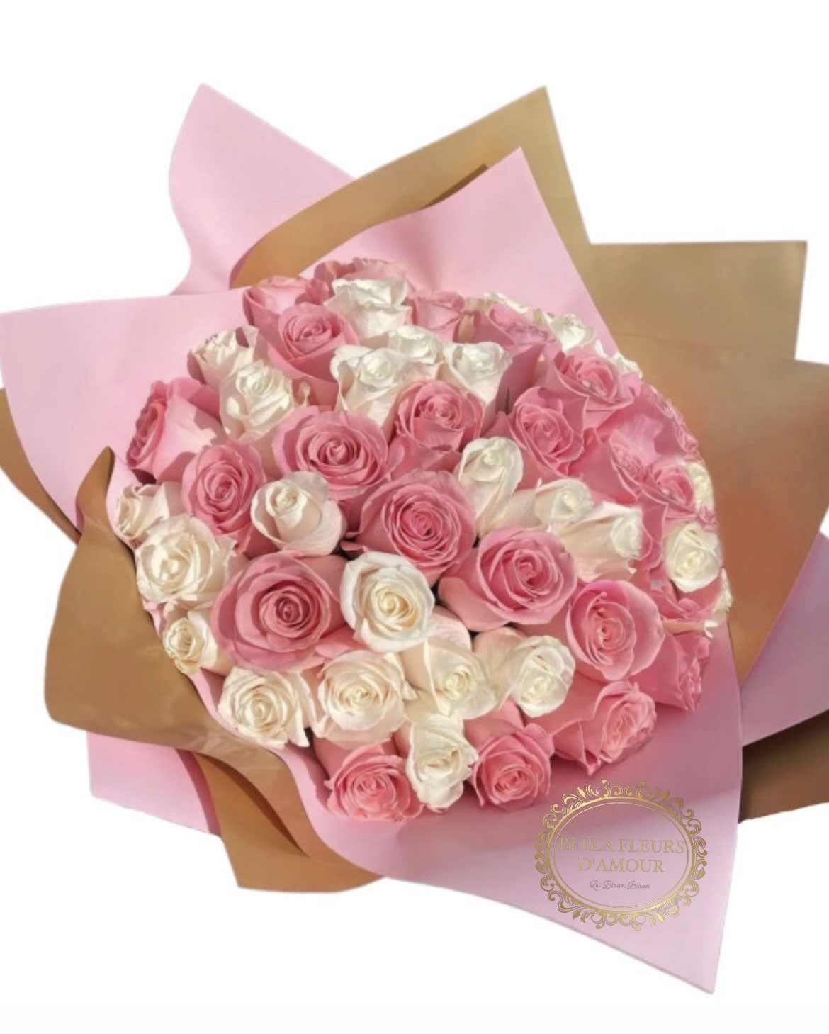 White Rose with Hot Pink Glitter - 12 Stem Rose Bouquets