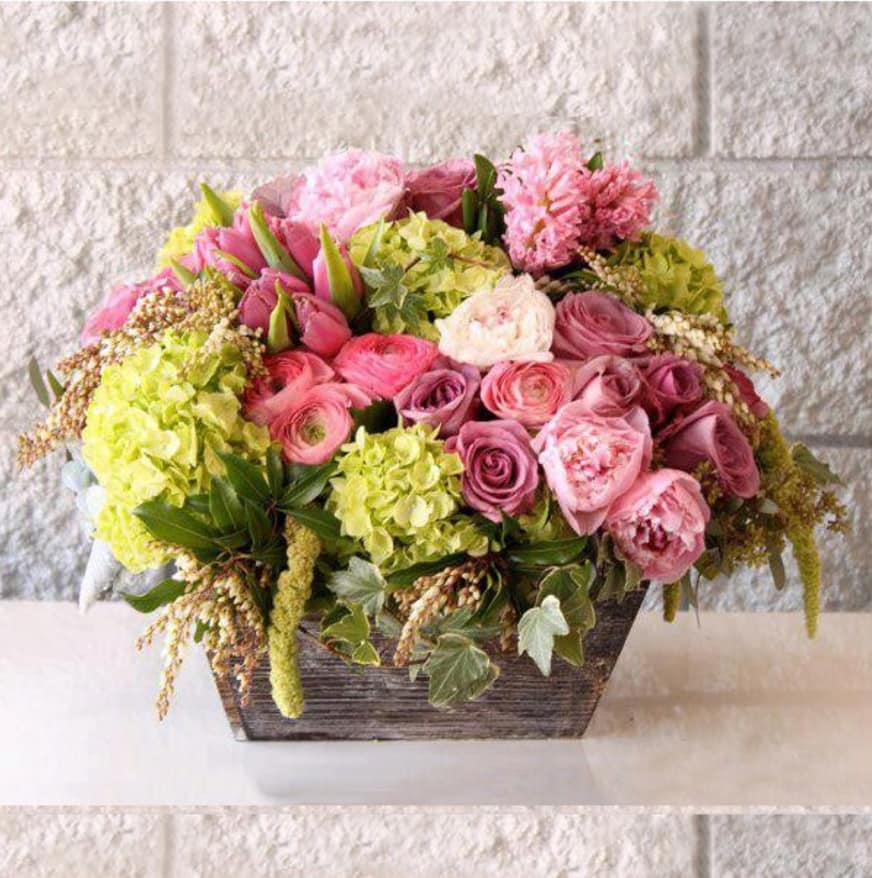 My Mother's Heart - Perfect for Mother's Day! Peonies, Roses and Hydrangeas in a square glass vase from Hermine Flowers. Hermine Flowers is the best online florist for the Los Angeles area. Order flowers online from Hermine Flowers for same day local flower delivery from conveniently located shops in Southern California to send flowers to Los Angeles, Beverly Hills, Encino, Hollywood, Malibu, Bel Air, Brentwood, Westwood, West Hollywood, Silver Lake, Atwater Village, Burbank, Sherman Oaks, Calabasas, La Cada, Flintridge, Pasadena, San Marino, Santa Monica, Thousand Oaks and more.
