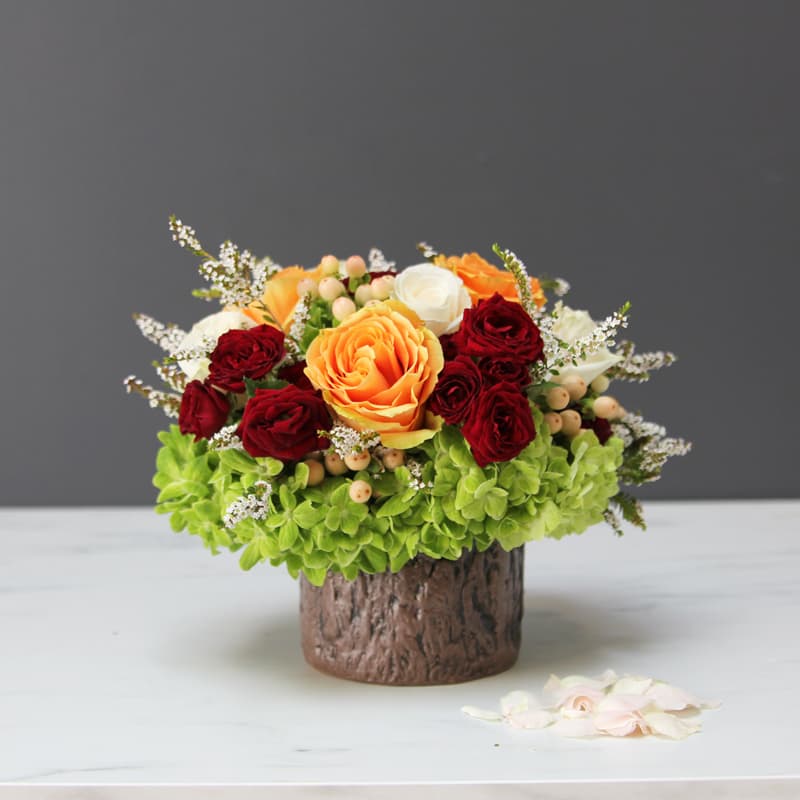 Rustic Roses  - Beautiful rustic arrangement of Garden Roses, Hydrangeas and Roses