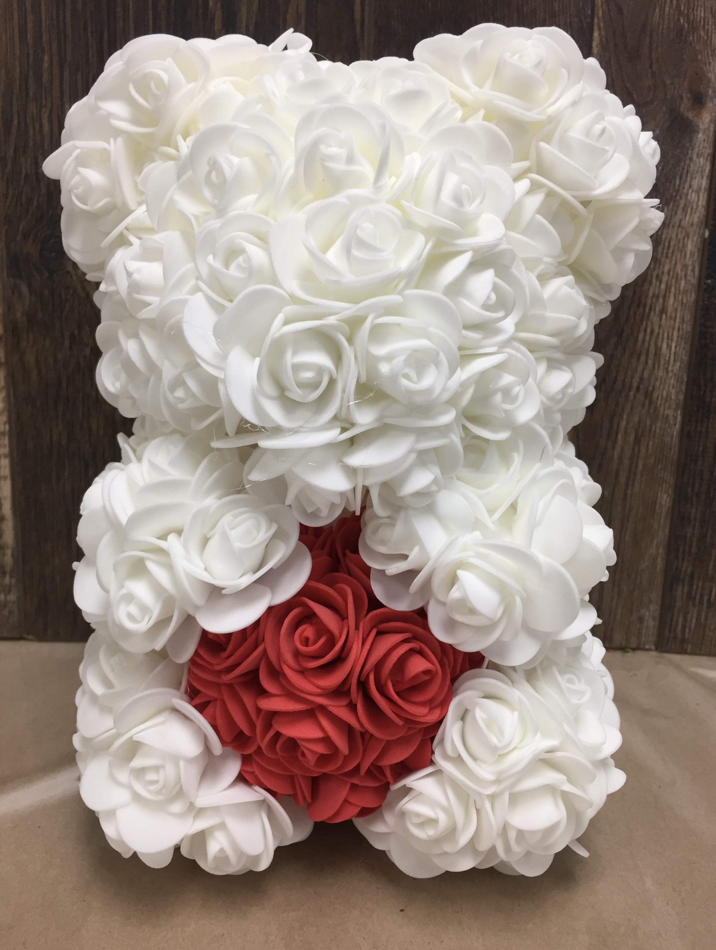 Heart Rose Bear White