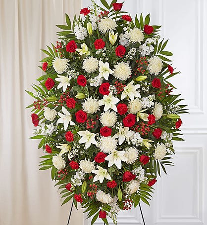 Sympathy standing Sympathy standing - Red and white flowers