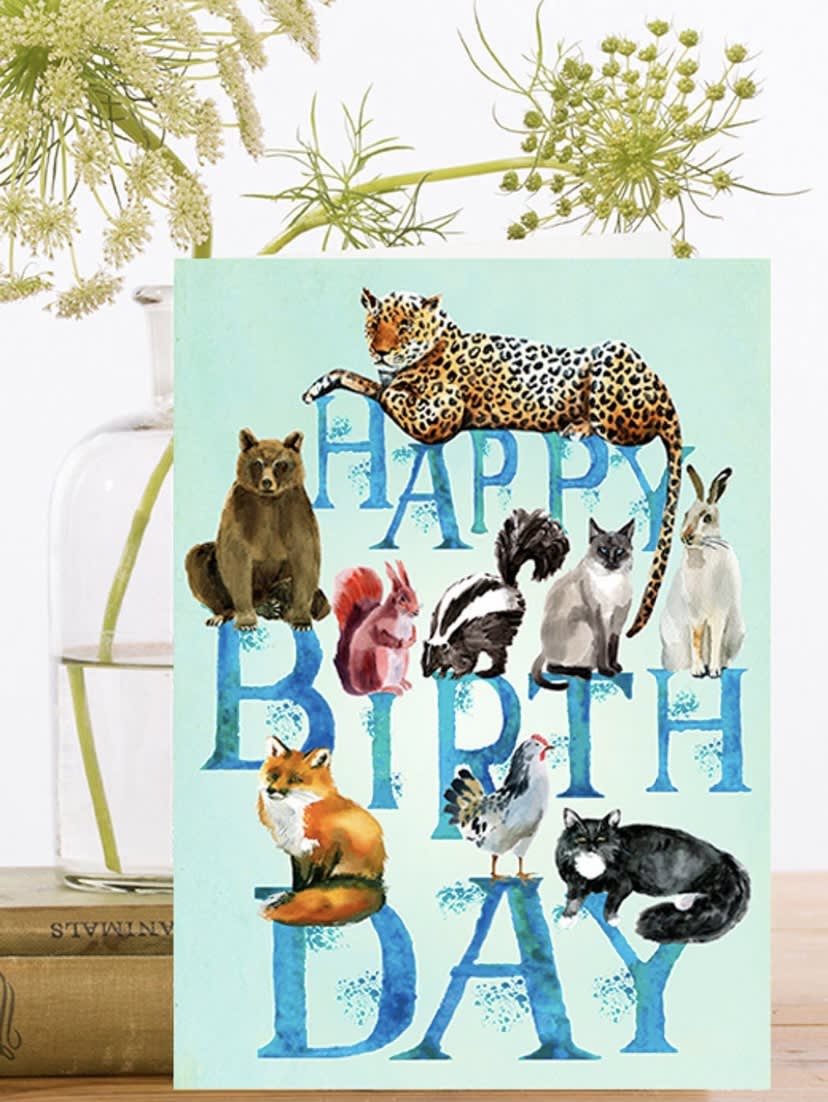 Animals Happy Birthday Greeting Card Animals Happy Birthday Greeting Card - Animals Happy Birthday Greeting Card
