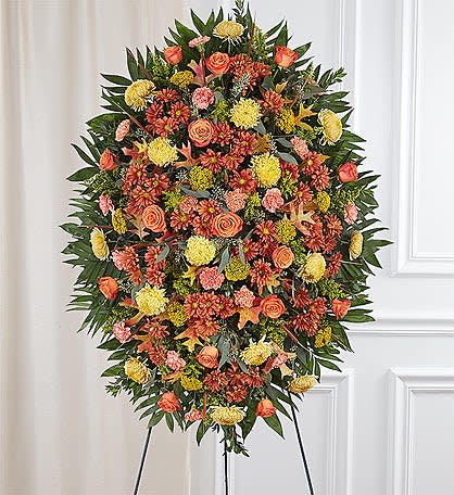 Orange sympathy standing spray  - Orange flowers 