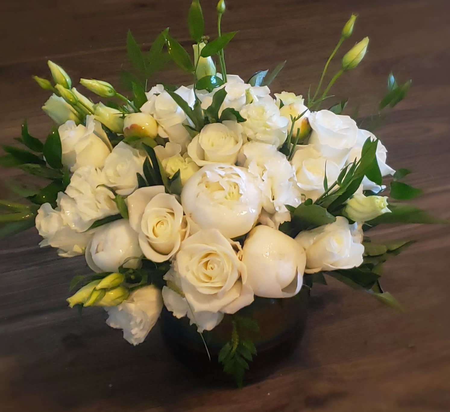 Lushes - Beautiful white lush arrangement great for any  occasion. *peonies are in season starting June. We will substitute peonies with another tropical flower or Garden roses 