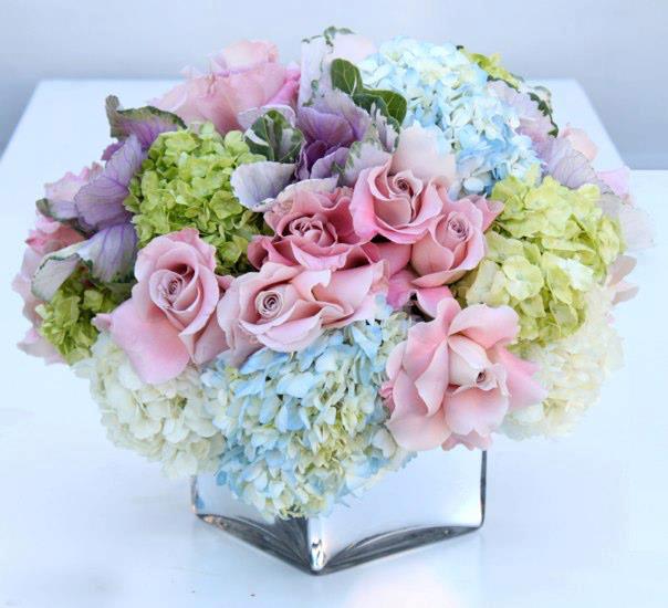 Passionate Pastels - My Sherman Oaks Florist presents an arrangement that you can celebrate any happy occasion! With this arrangement of blue and green Hydrangeas with pink, hand-opened Roses in a small glass vase from Sherman Oaks Florist. These beautiful pastel colored flowers are a perfect way to celebrate Mother's Day or a new baby. Sherman Oaks Florist is your premier online flower shop for Sherman Oaks and the surrounding areas. Order flowers online from Sherman Oaks Florist for same day local flower delivery from conveniently located shops in Southern California to send flowers to Sherman Oaks, Los Angeles, Studio City, Encino, Burbank, The Hollywood Hills, Van Nuys, North Hollywood, Universal City, Winnetka and more.