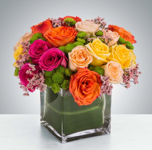 Kaleidoscope by BloomNation™ - A full-color explosion, Kaleidoscope by BloomNation™ is a beautiful gift for anybody you want to impress. Mother-in-law, your boss, a client, etc... this arrangement is a crowd pleaser and an eye-catcher.  Approximate Dimensions: 14&quot;D x 14&quot;H