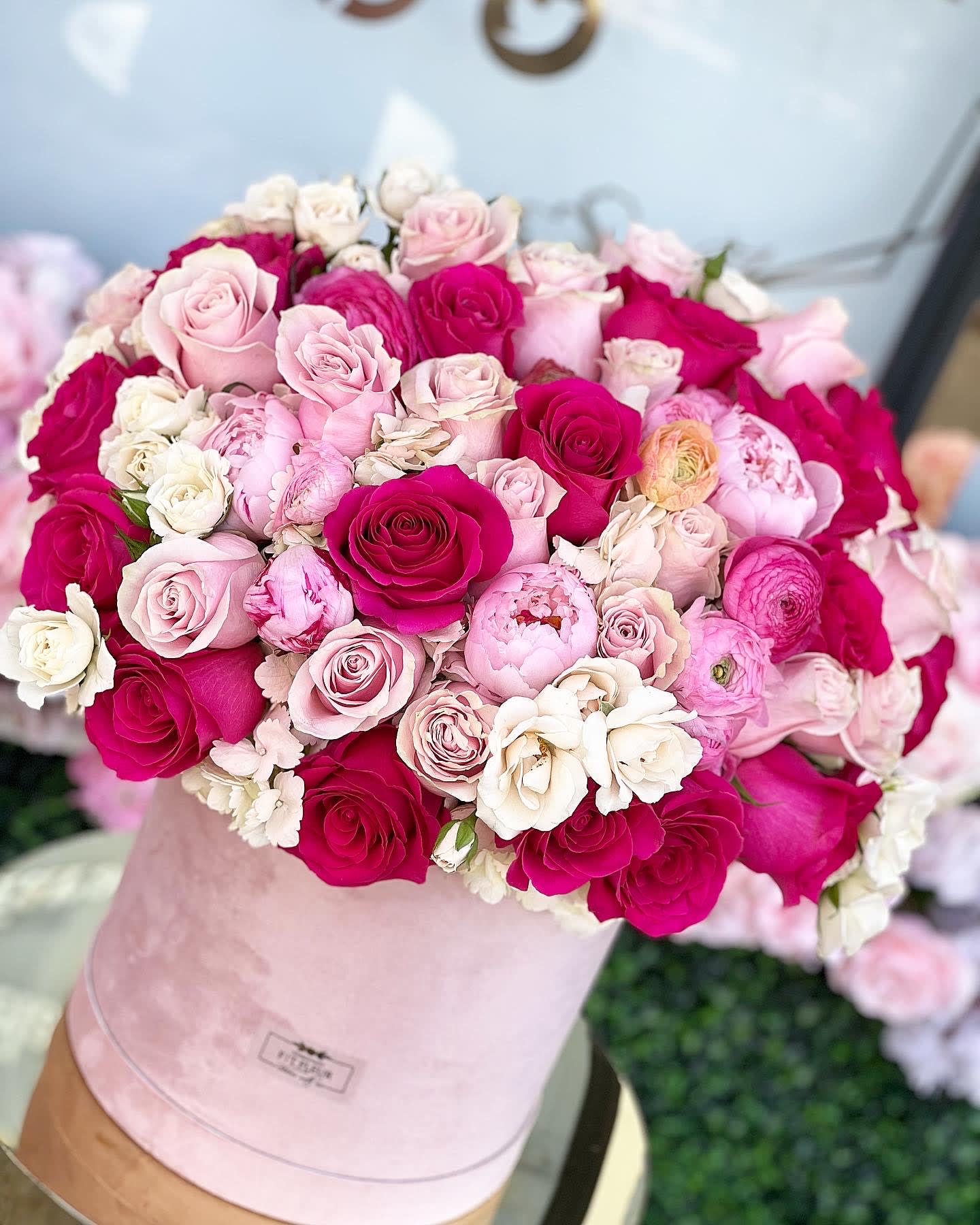She a vibe  - Beautiful, vibrant, hot, pink and light pink mixture created in a pink box