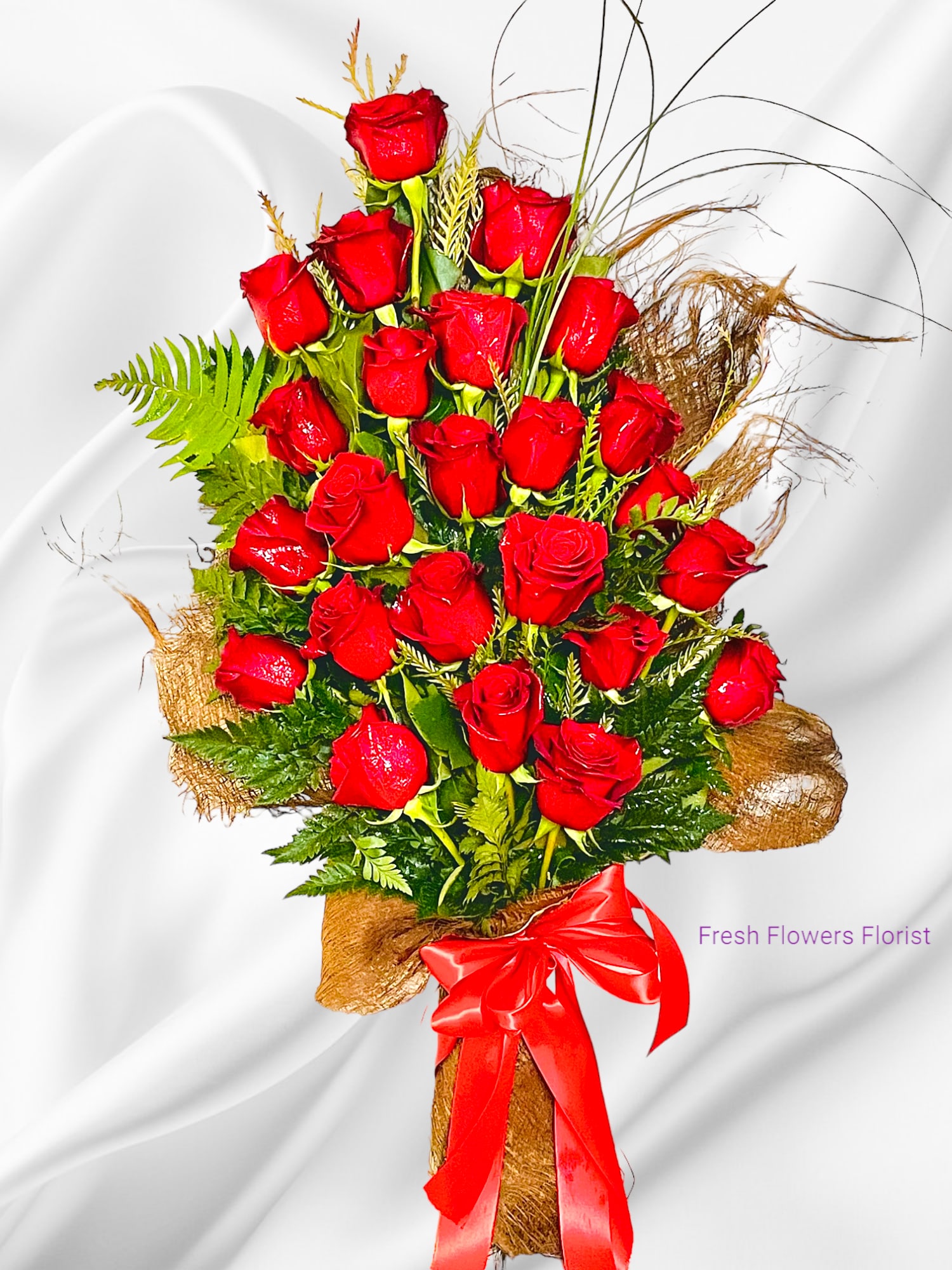Fresh flowers florist wrap  - Beautiful 24 stems red roses wrap send something different   premium 36 stems 