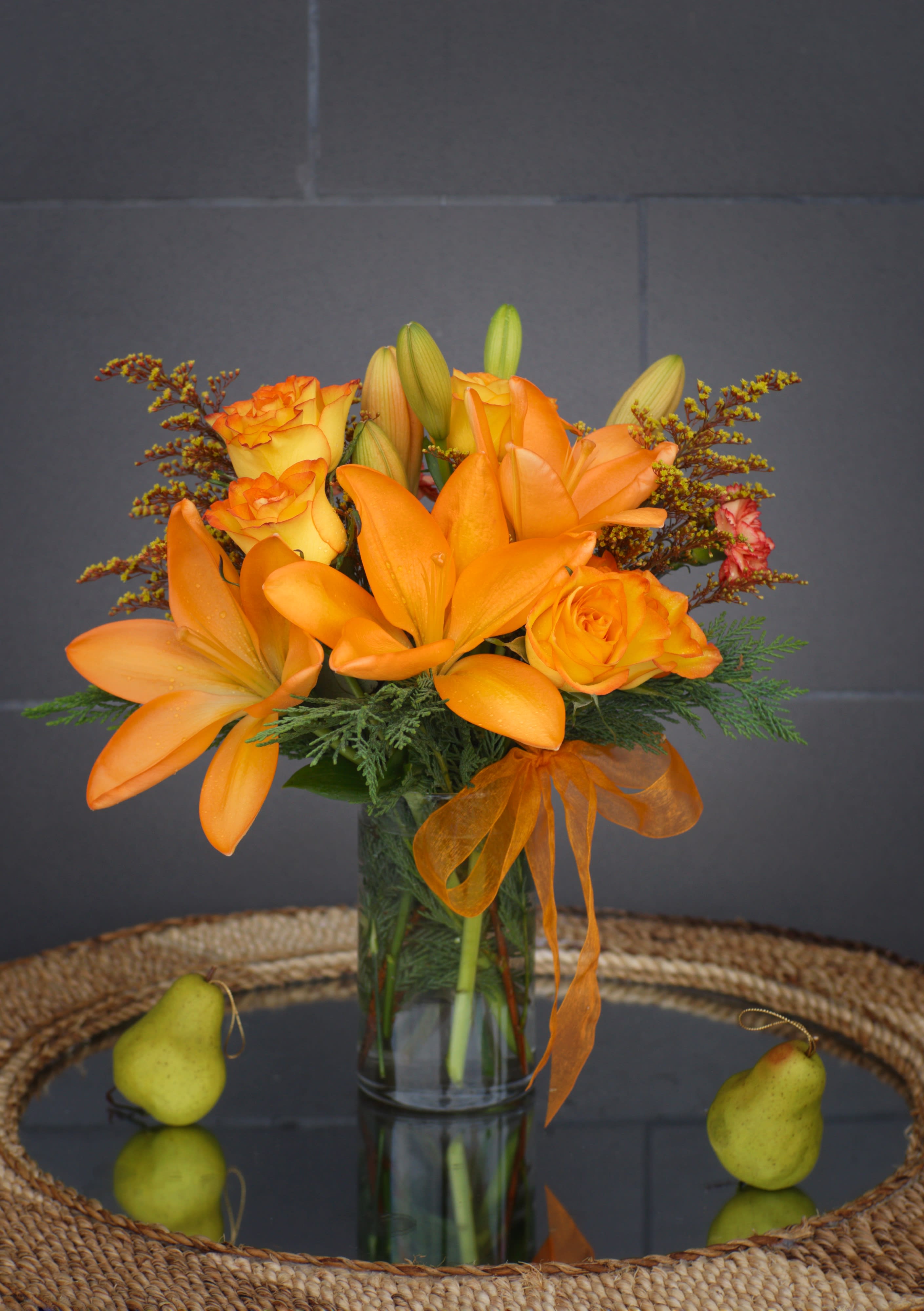Sweet Orange - Sweet like juicy orange, this design includes lily, rose and nice accents. 