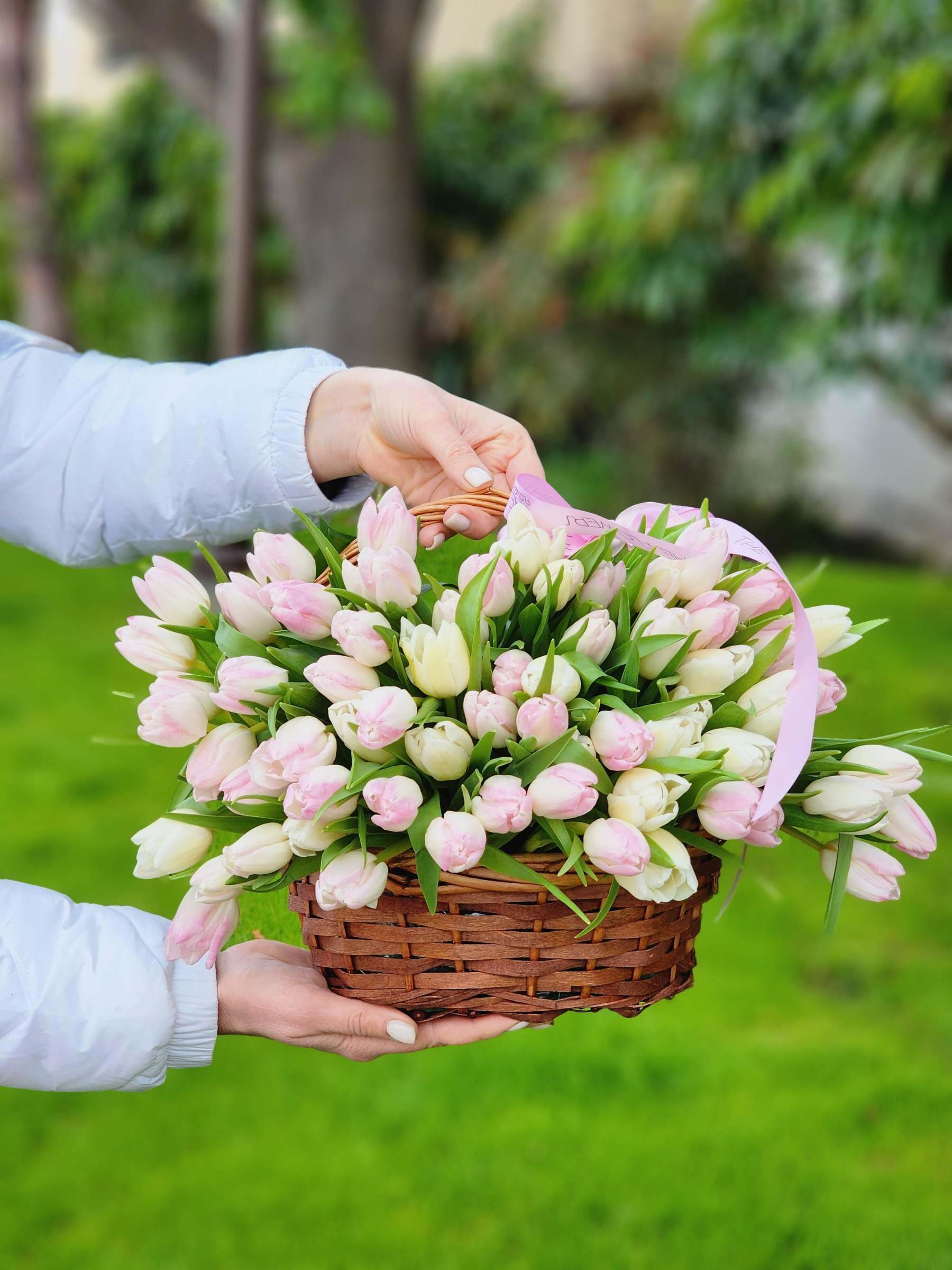The Desire to Fall in Love - Florists believe that tulips are one of the most romantic flowers, as they look very fragile and delicate, so if you want to show your feelings and please a girl with your attention and care, then this bouquet will be an excellent choice.