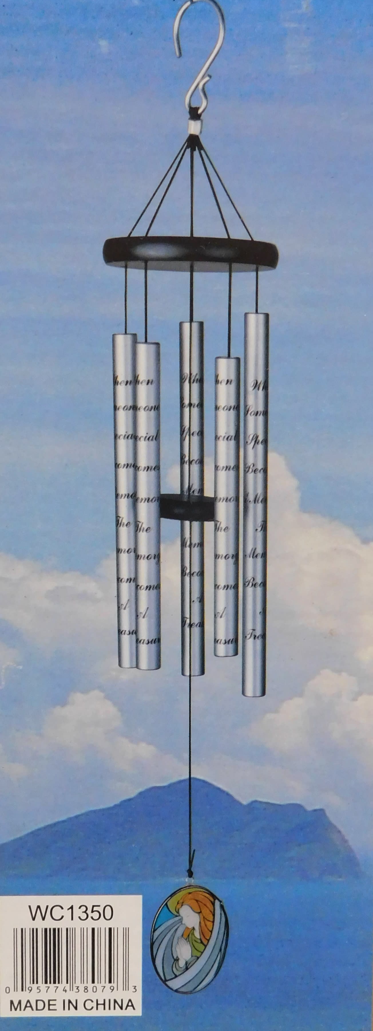Stained Glass Windchime (bottom piece) Stained Glass Windchime (bottom piece) - Beautiful stained-glass Windchime that will be displayed on a stand with matching bow. ($30 upgrade includes a fresh cut flower topper!) ((((If you would like one of the verses listed below, please note that in our special instructions box.))) We may not have all the verses in stock. Please also include a secondary option in case your first choice is not available! Verse options for this stained-glass chime: Footprints in the sand Amazing grace If tears could build a stairway The Lord's prayer Memory becomes a treasure