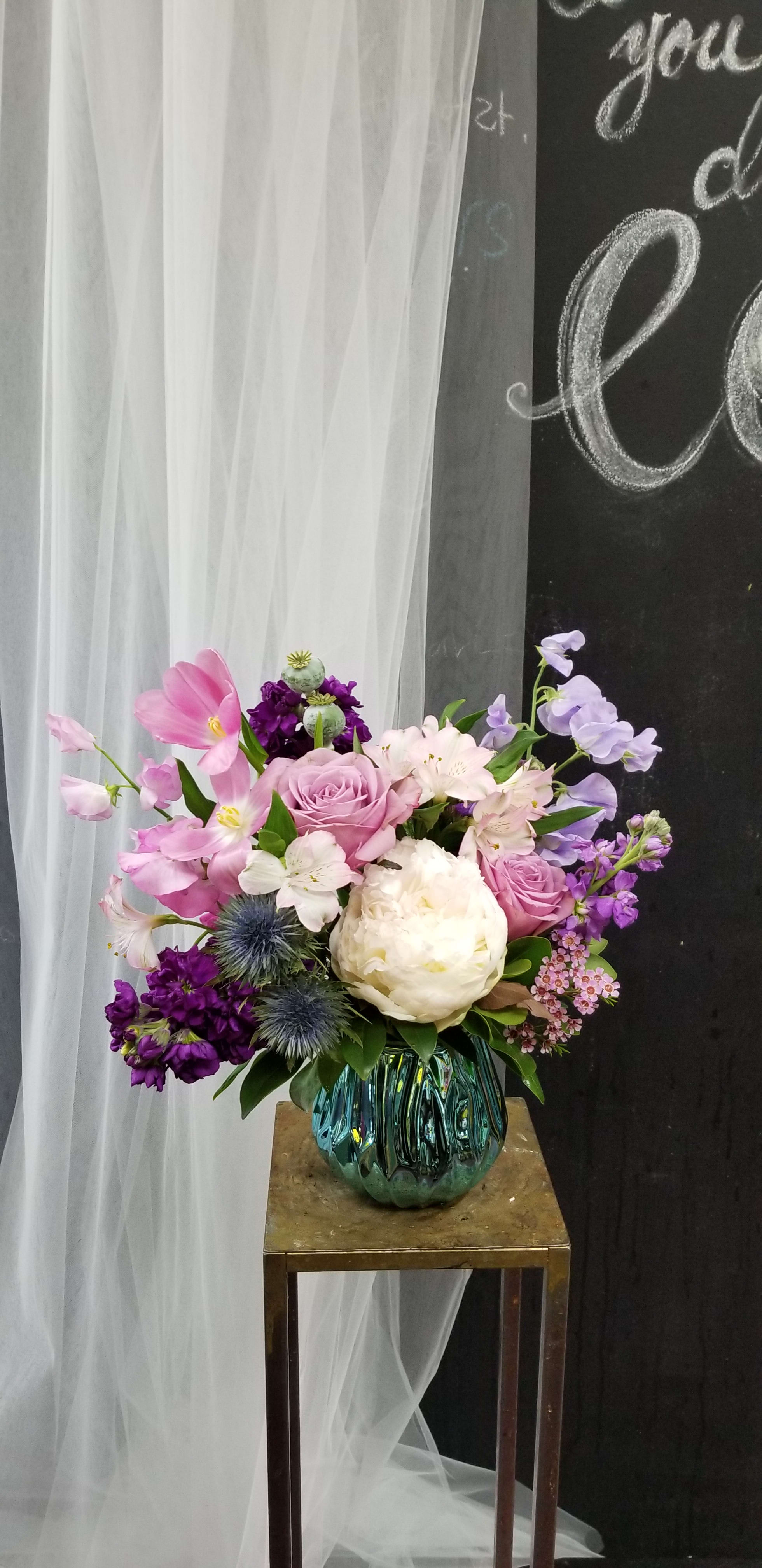 Gem of My Heart Bouquet  - Mixture of spring colors of Bouquet  Vase can be different but same value and same feel