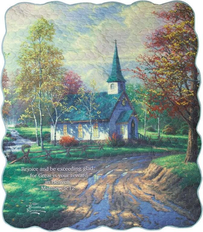 Aspen Chapel Quilt - 50x60&quot; Thomas Kinkade collection