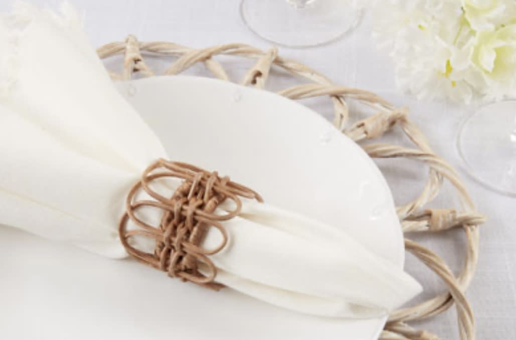 Set of 4 Twisted Rattan Napkin Rings