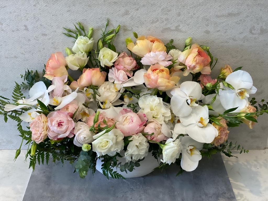 Peonies Orchids Ranunculus Large Arrangement - Standard - Your order will be arranged approximately as shown on our website