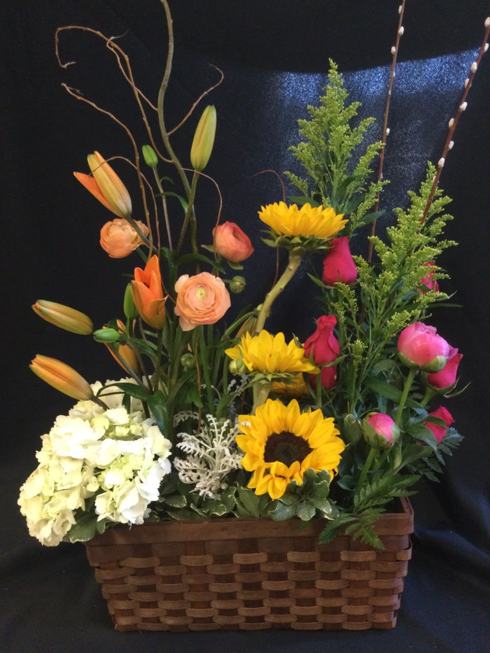 Bright garden in a box - Bright color seasonal cut flowers in a window box