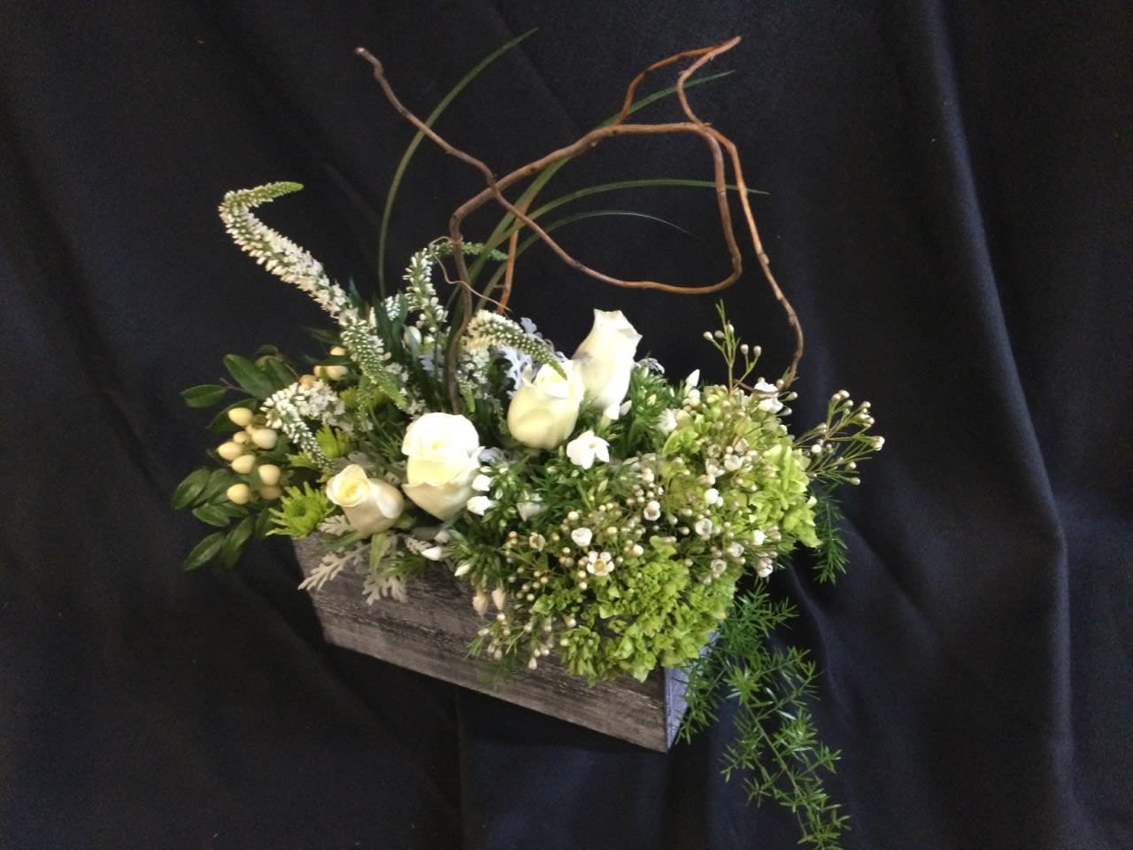 White and green garden box White and green garden box - mixed seasonal mix of white and green flowers