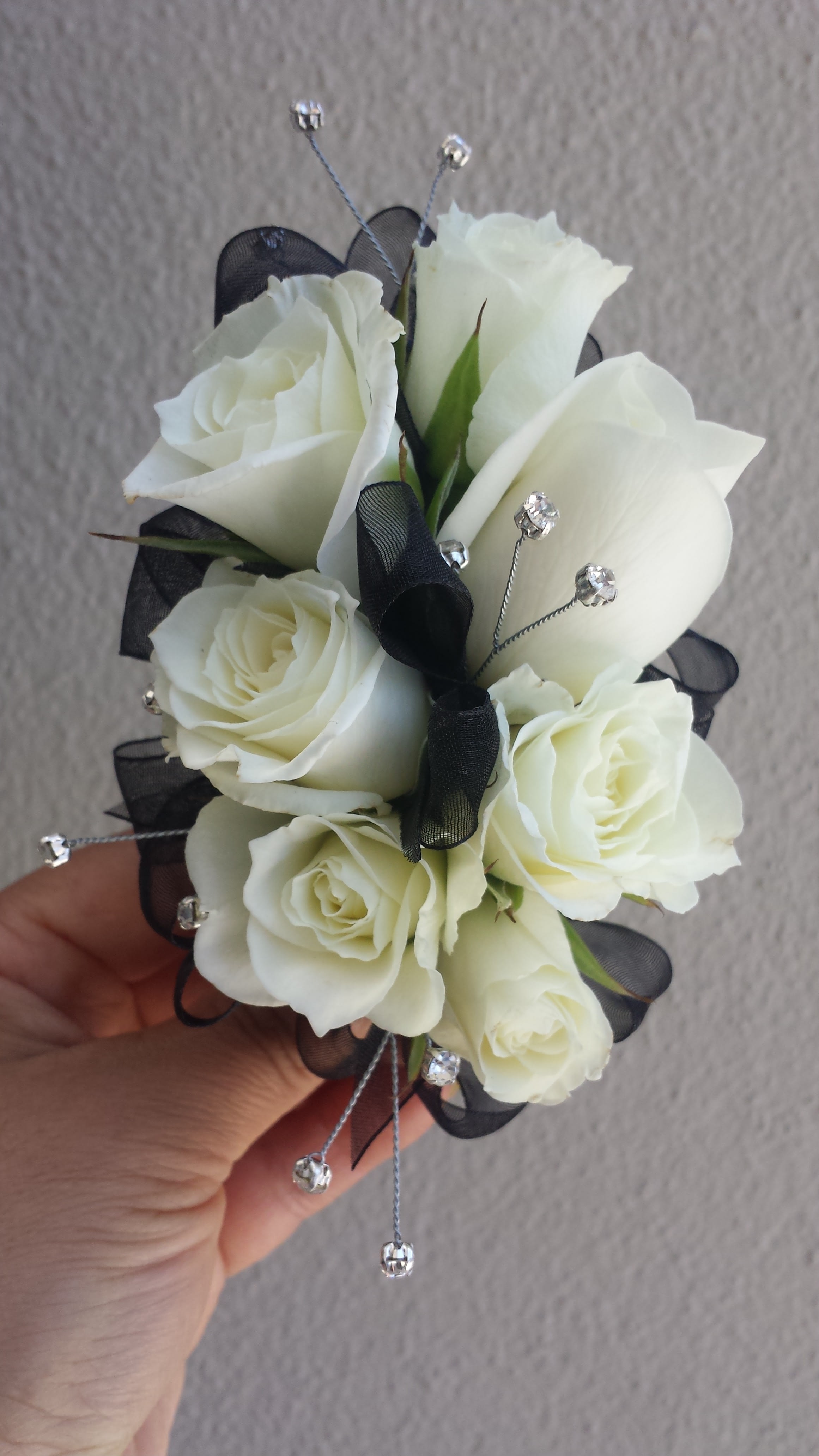 Black and white corsage top
