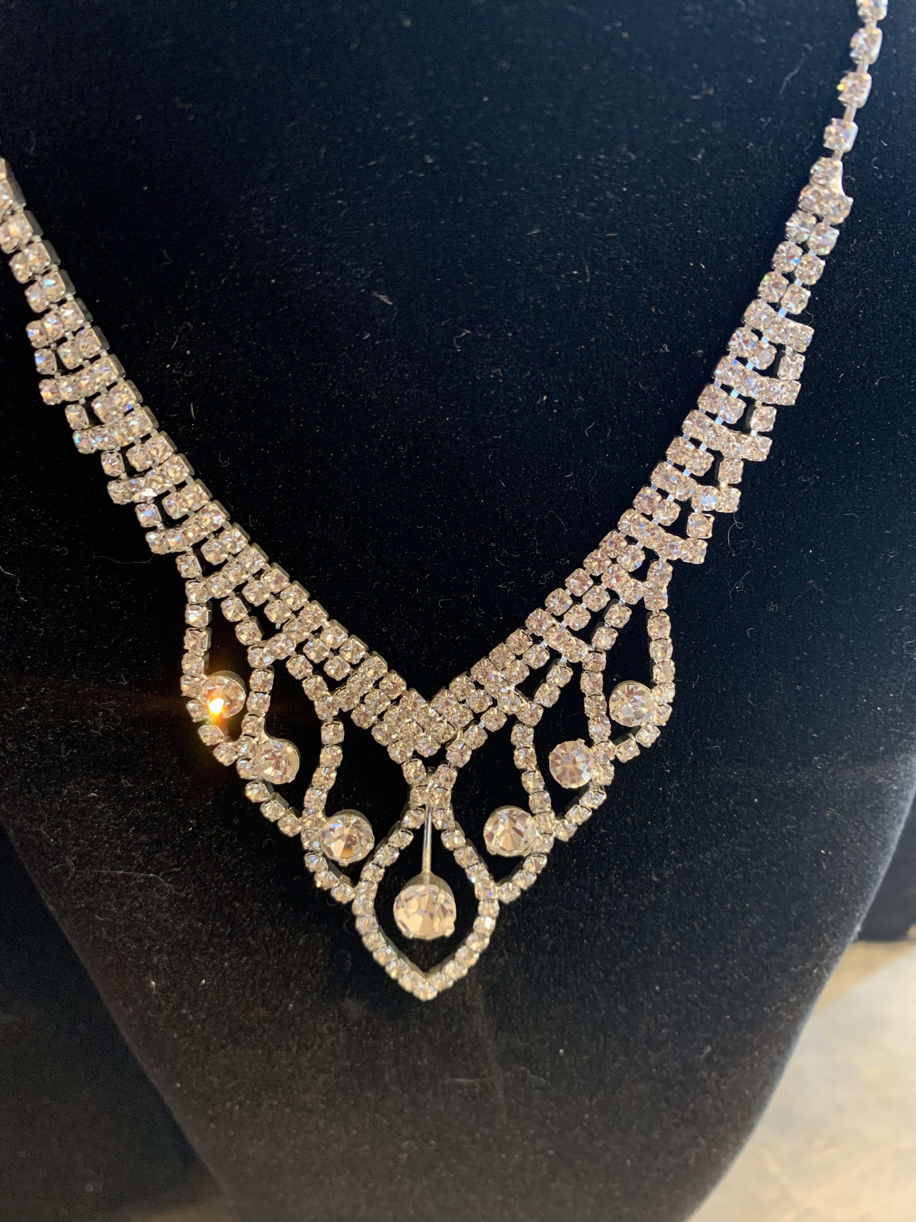 Art deco rhinestone necklace cheap
