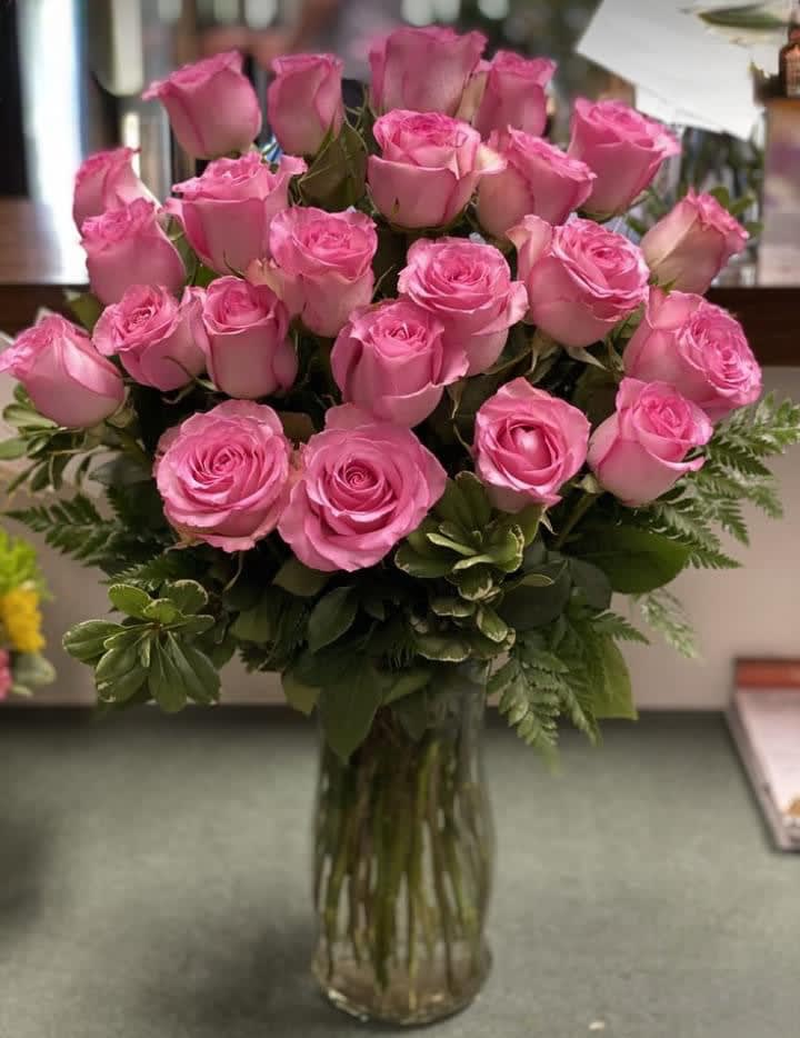 I love you dearly  - Premium pink roses with some greenery 