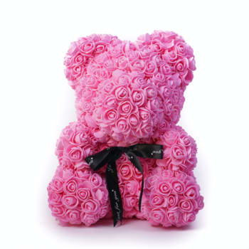 Pink rose bear - Custom red rose premium foam roses made to last forever the cutest bear gift ever!
