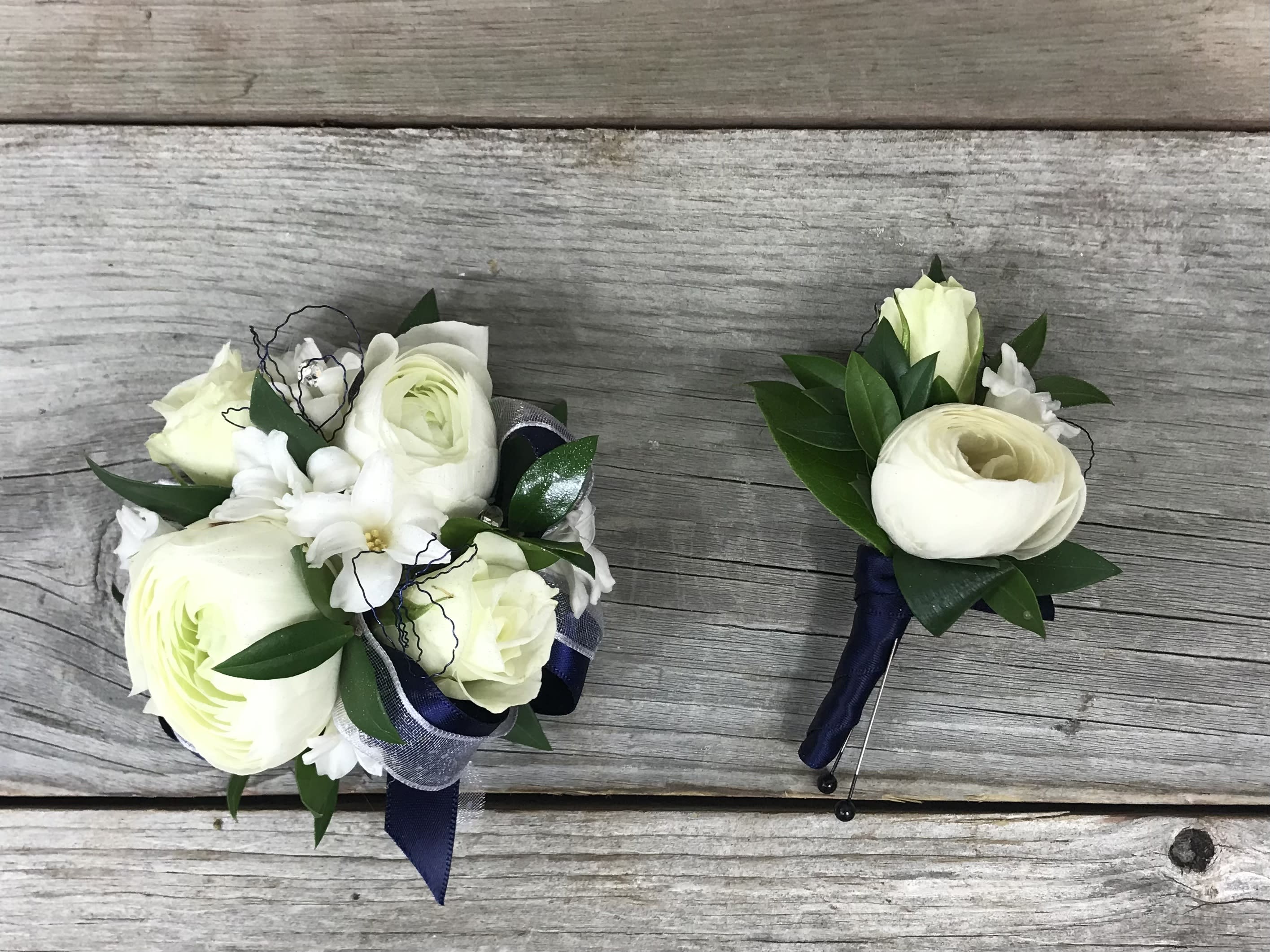 Navy blue corsage sales