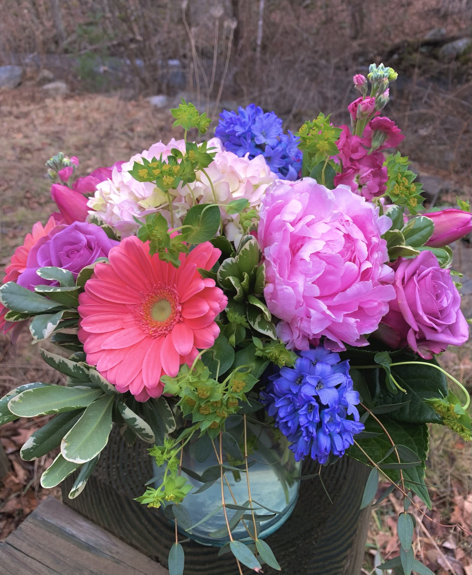 Paeonia Paeonia - Perfectly pink peonies are the prominent point in this floral bouquet ,both bold and beautiful