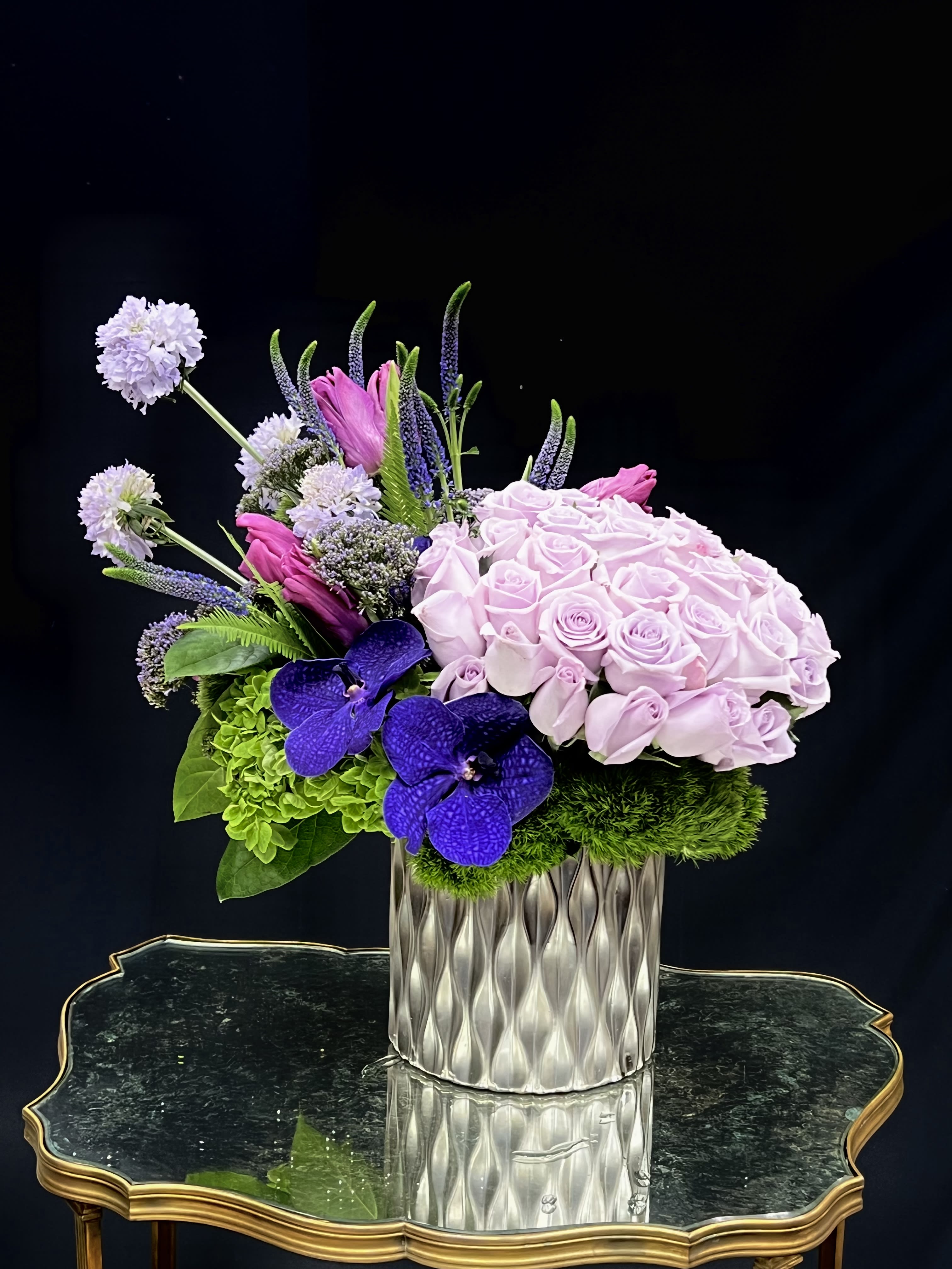 Enamorado  - mixed seasonal flowers . purple tones 
