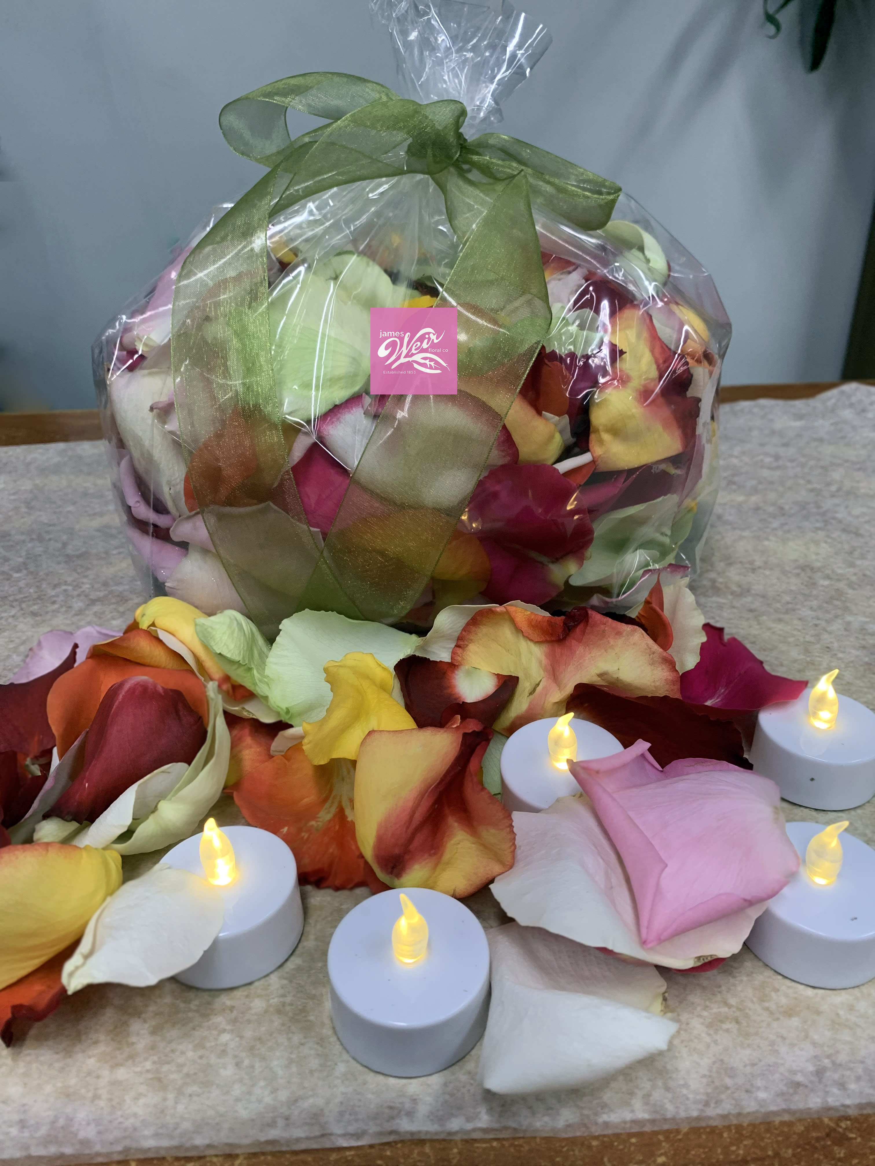 The One - Rose Petal Package Mix color - Rose petal bag and two dozen LED tea lights