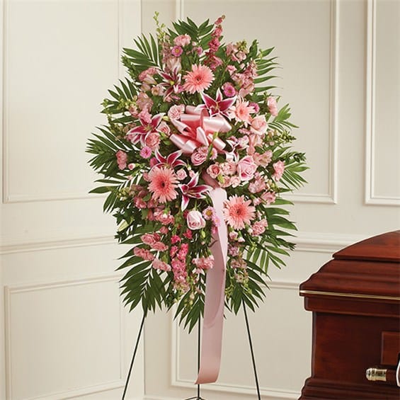 Pink Sympathy Standing Spray in Suffern, NY Petals and Stems Florist