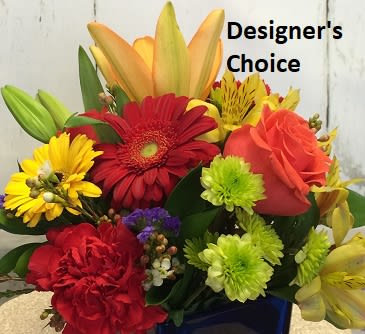 Designer's Choice - Let our design team create a beautiful arrangement with the freshest blooms of the season! Let us know if your special person is more modern and would like one of our popular designs created in a cube...or perhaps a bit more traditional in style and would prefer one of our gorgeous vase arrangements. Flowers will be a seasonal mix of colors...perfect for any occasion
