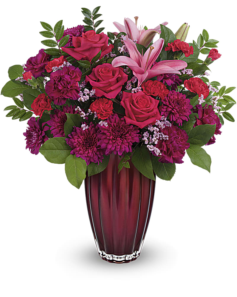 Modern Devotion Bouquet - A tribute to your modern yet timeless love, this glorious pink rose bouquet looks perfect in a sleek European glass vase that she'll treasure forever.