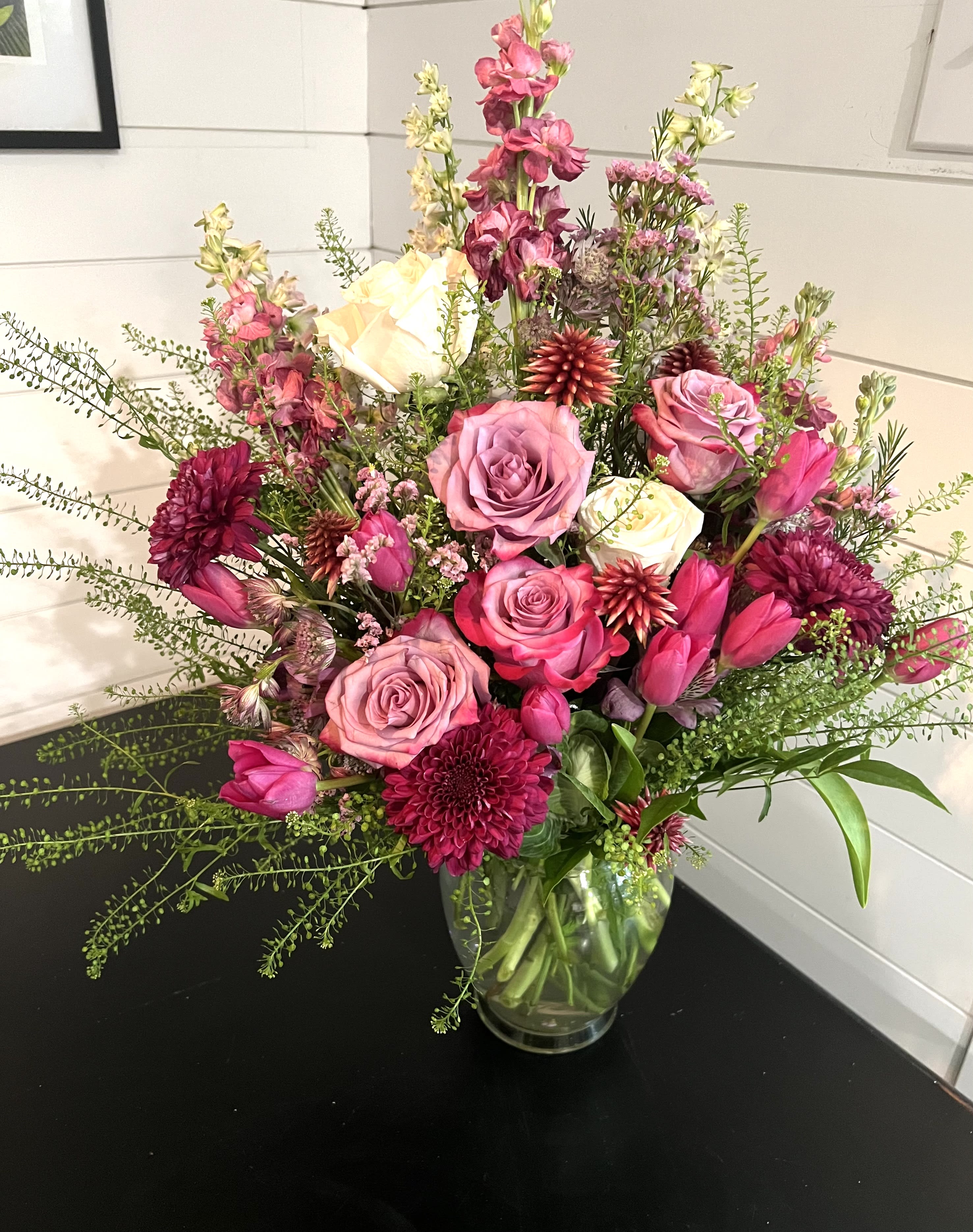 Fuchsia Garden Delight Arrangement by Lori Fiore Custom Floral Design